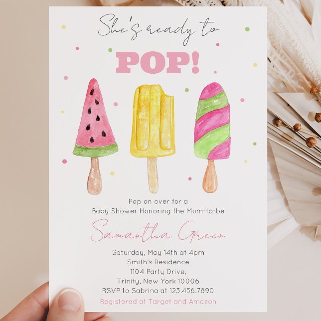 Pink Popsicle Baby Dusche Einladung (Von Creator hochgeladen)