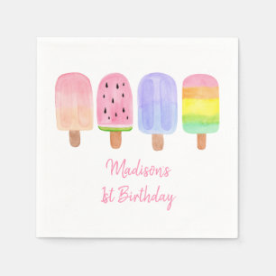 Pink Popsicle Birthday Serviette