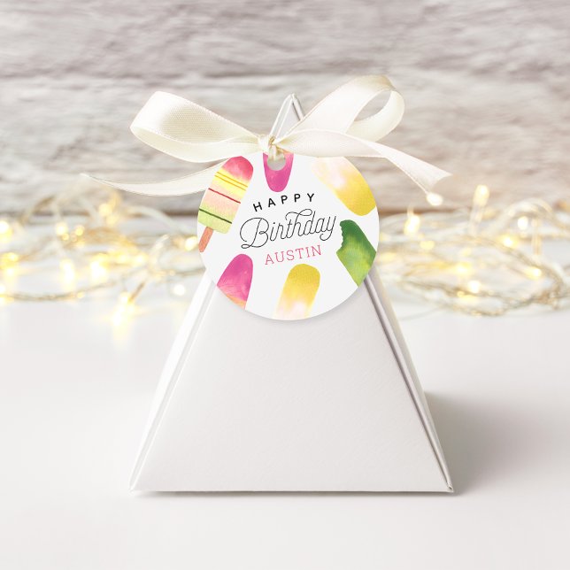 Pink Popsicle Personalisiert Kindergeburtstag Part Geschenkanhänger (Von Creator hochgeladen)