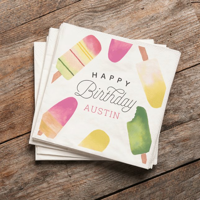 Pink Popsicle Personalisiert Kindergeburtstag Part Serviette (Von Creator hochgeladen)