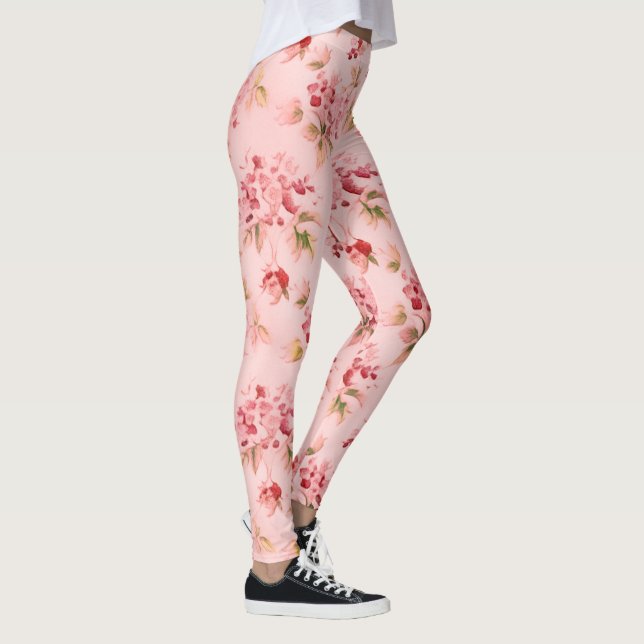 Pink Positions Floral Blume Wasserfarben Leggings (Rechts)