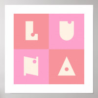 Pink Poster Kinderzimmer Wanddekor LUNA Name