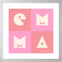 Pink Poster Kinderzimmer Wanddekoration mit 4 Buch