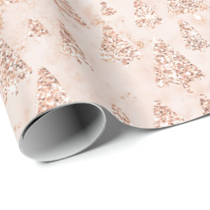 Pink Powder Gold Glitzer Weihnachtsbaum Marmor Lux Geschenkpapier