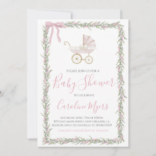 Pink Preppy Carriage Girl Dusche Einladung