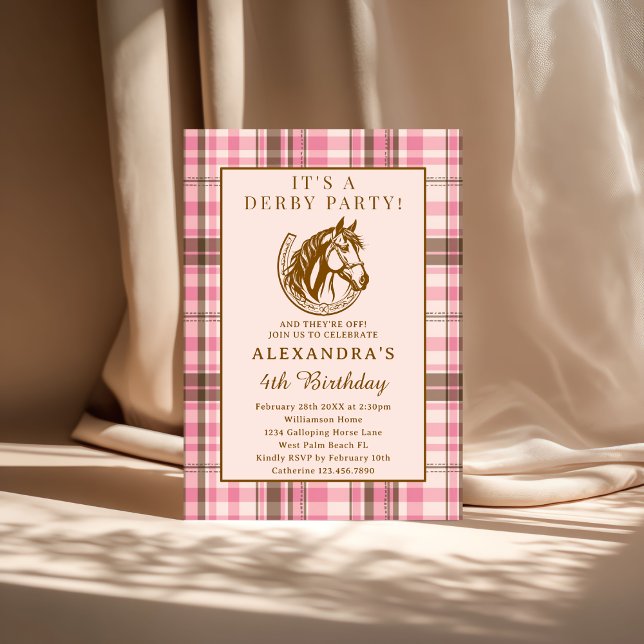 Pink Preppy Equestrian Derby Girl Birthday Party Einladung (Von Creator hochgeladen)