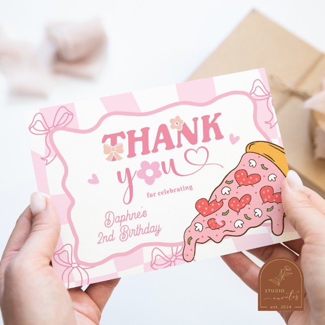 Pink Preppy Girl Pizza Thank You Card Dankeskarte (Von Creator hochgeladen)