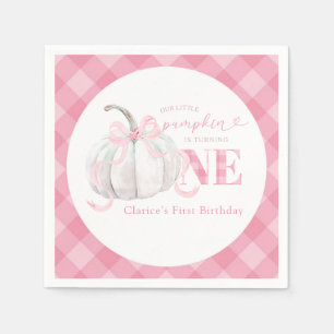 Pink Preppy Pumpkin 1. Geburtstag Papier Napkin Serviette