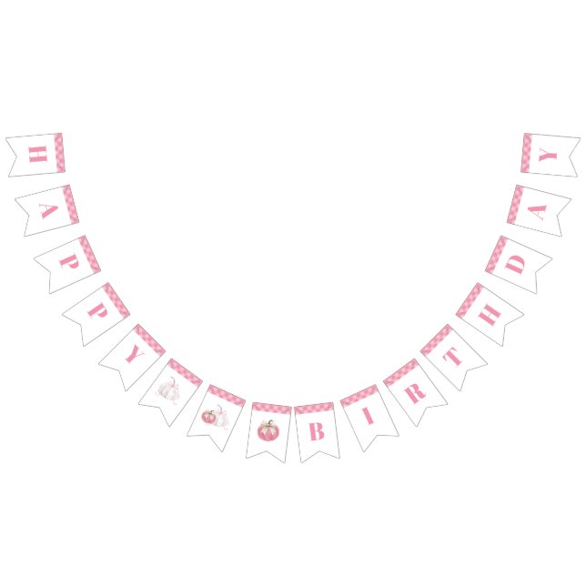 Pink Preppy Pumpkin Birthday Bunting Banner (Alle)