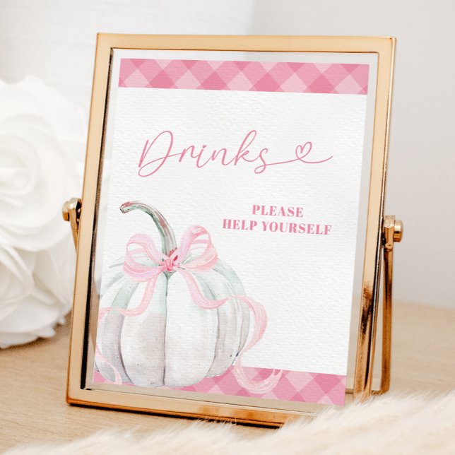 Pink Preppy Pumpkin Girl Birthday Drinks Poster (Von Creator hochgeladen)
