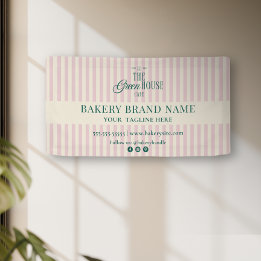 Pink Preppy Stripes Bakery Logo Event Display Banner
