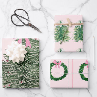Pink & PreppyChristmas Wrapping Paper - Aquarell Geschenkpapier Set