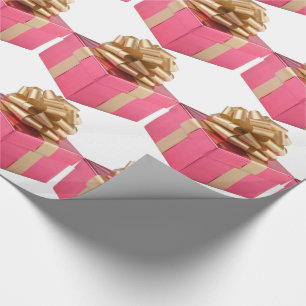 Pink Present Gold Bow Geschenkpapier