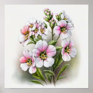Pink Primrose Blume Art Print Poster