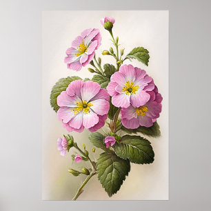Pink Primrose Blume Art Print Poster