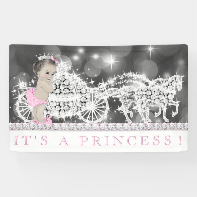 Pink Princess Baby Dusche Banner (Horizontal)