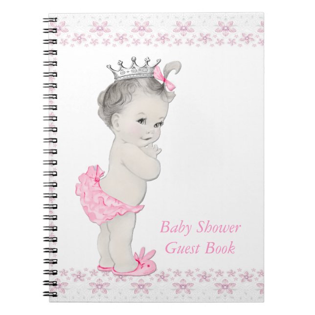 Pink Princess Baby Showbook Notizblock (Vorderseite)