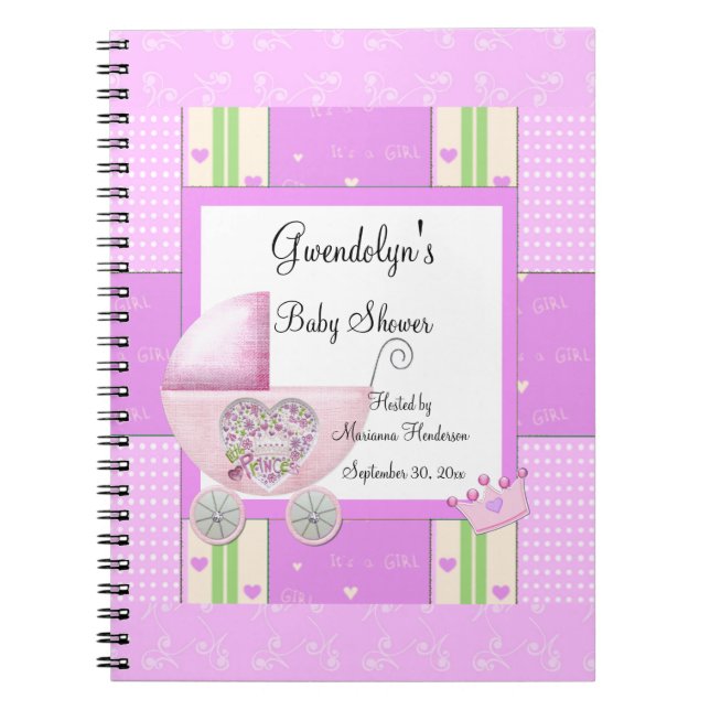 Pink Princess Babydusche Spiral Notebook Notizblock (Vorderseite)