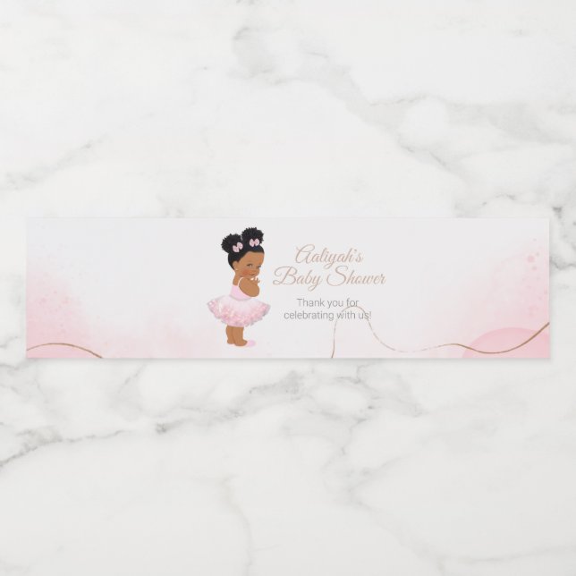 Pink Princess Ballerina Babydusche Wasserflaschenetikett (Einzelnes Label)