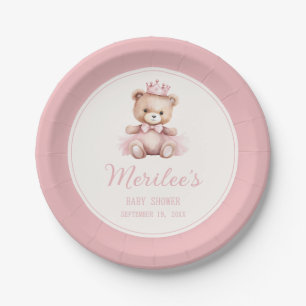 Pink Princess Bär Baby Mädchen Babyparty Pappteller