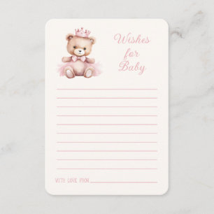 Pink Princess Bear Baby Dusche Wünsche für Baby Begleitkarte