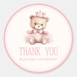 Pink Princess Bear Baby Girl Babydusche Runder Aufkleber