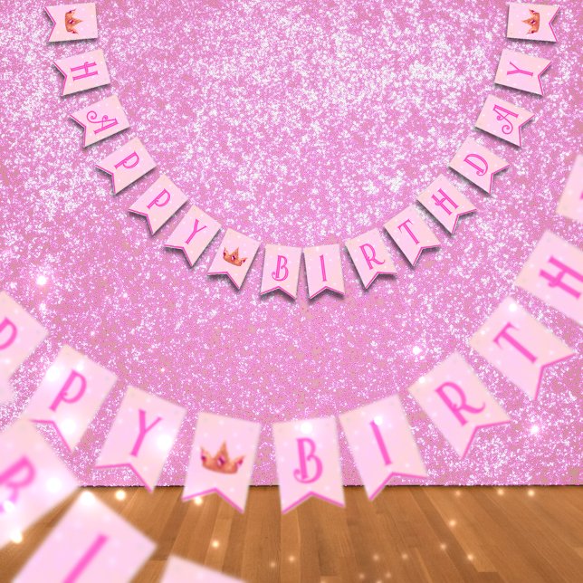 Pink Princess Birthday Bunting Banner (Von Creator hochgeladen)