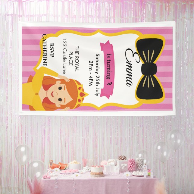 Pink Princess Birthday Invite | Zazzlemade Banner (Party)