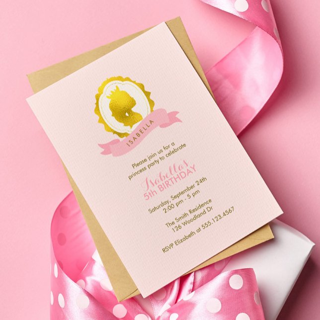 Pink Princess Cameo Girl Geburtstag Einladung (Von Creator hochgeladen)