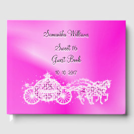 Pink Princess Coach & Horses Sweet 16 Gästebuch