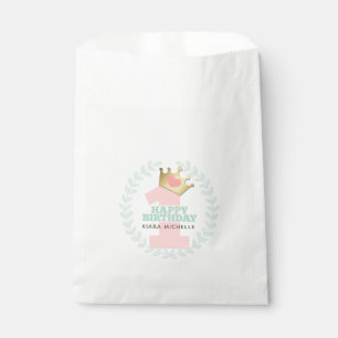 Pink Princess Crown Baby Girl Erste Geburtstagspar Geschenktütchen