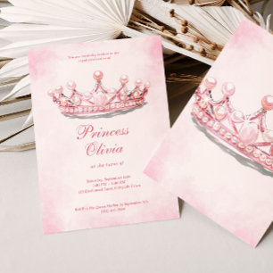 Pink Princess Crown Fairytale Geburtstagsparty Einladung