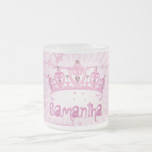 Pink Princess Crown Mattiert Glass Coffee Tasse Cu