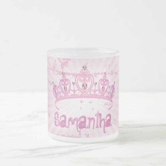 Pink Princess Crown Mattiert Glass Coffee Tasse Cu (Mittel)
