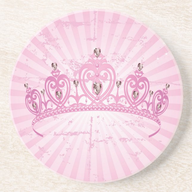 Pink Princess Crown Tiara Jeweled Girly Untersetze Untersetzer (Vorne)