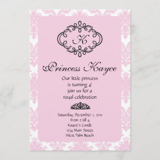 Pink Princess Damask Einladung