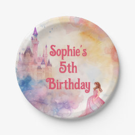 Pink Princess Fairytale Birthday Pappteller