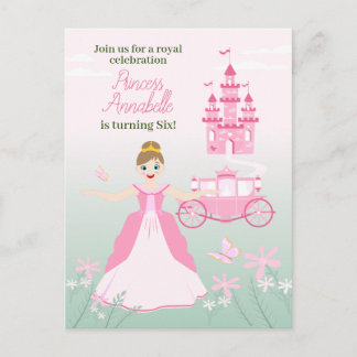 Pink Princess Fantasy Birthday Party Einladungspostkarte