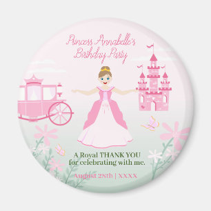 Pink Princess Fantasy Birthday Party Magnet