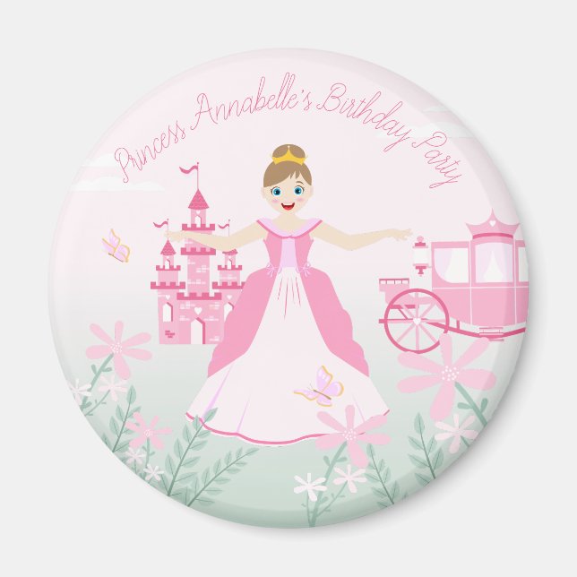 Pink Princess Fantasy Birthday Party Magnet (Vorne)