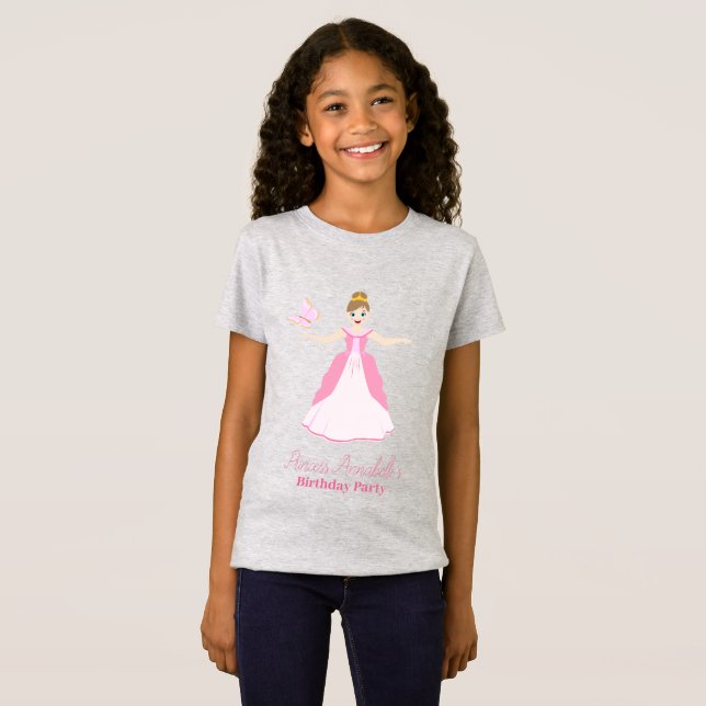 Pink Princess Fantasy Birthday Party T-Shirt (Vorne ganz)