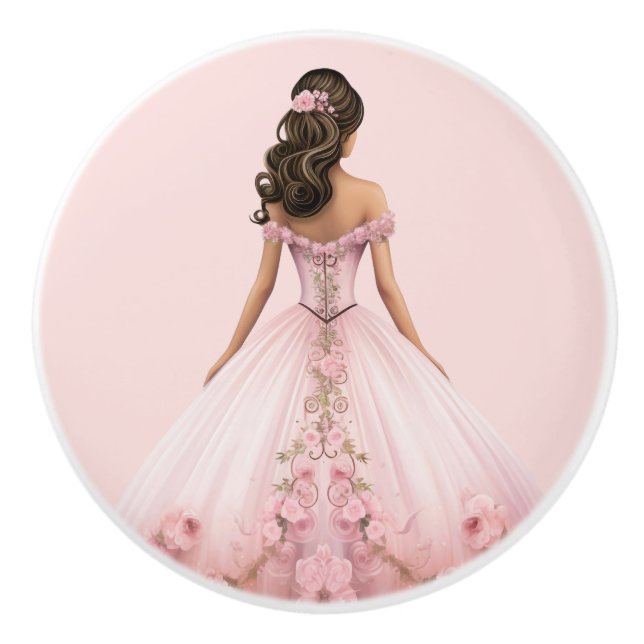 Pink Princess Girl's Girly Ceramic Knob Keramikknauf (Vorderseite)