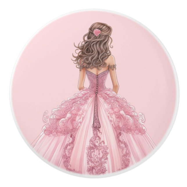 Pink Princess Girl's Girly Ceramic Knob Keramikknauf (Vorderseite)