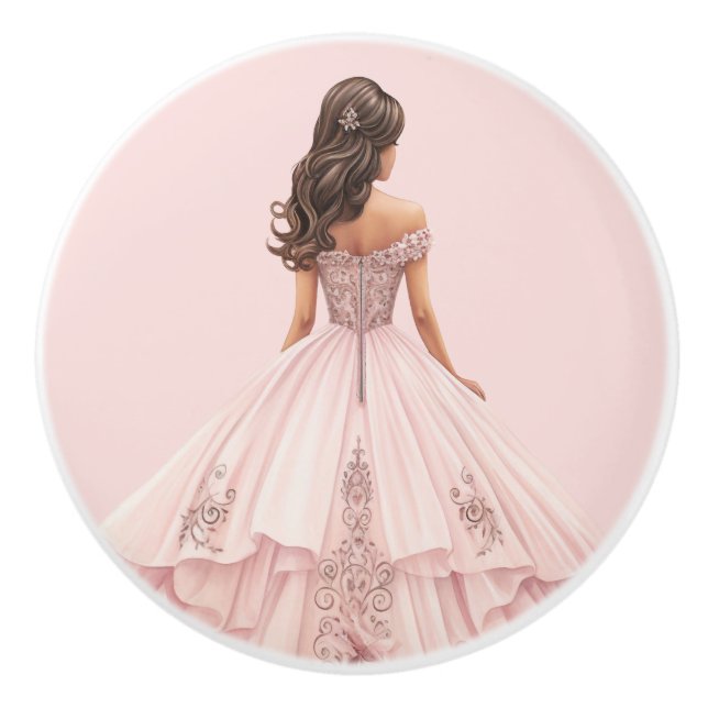 Pink Princess Girl's Girly Ceramic Knob Keramikknauf (Vorderseite)