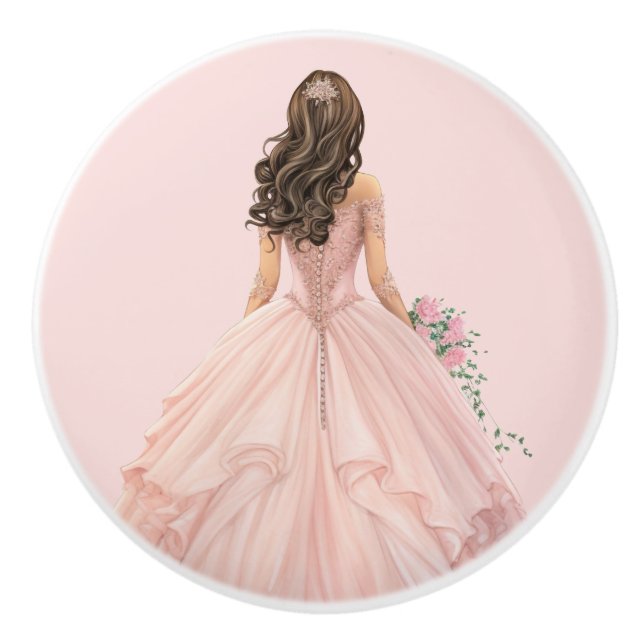Pink Princess Girl's Girly Ceramic Knob Keramikknauf (Vorderseite)
