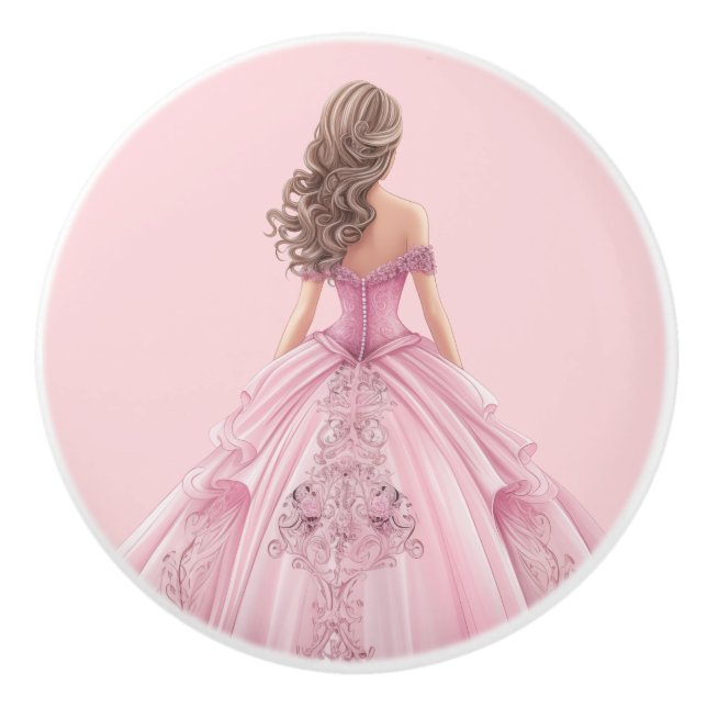 Pink Princess Girl's Girly Ceramic Knob Keramikknauf (Vorderseite)