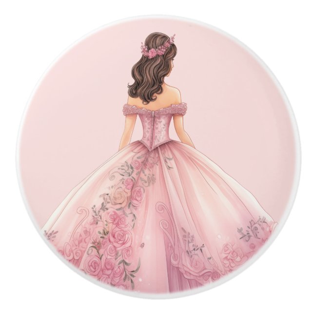 Pink Princess Girl's Girly Ceramic Knob Keramikknauf (Vorderseite)