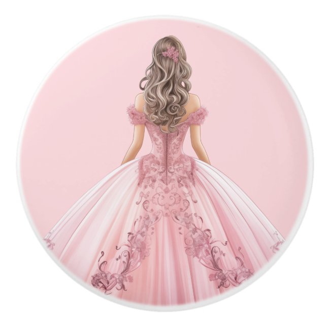 Pink Princess Girl's Girly Ceramic Knob Keramikknauf (Vorderseite)
