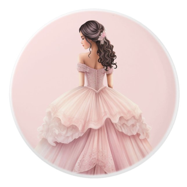 Pink Princess Girl's Girly Ceramic Knob Keramikknauf (Vorderseite)