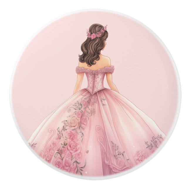 Pink Princess Girl's Girly Ceramic Knob Keramikknauf (Vorderseite)